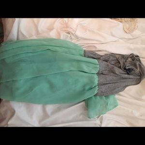 mint green & grey dress