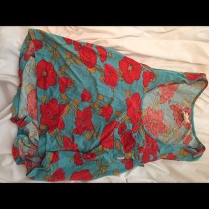 blue & red floral billabong tank