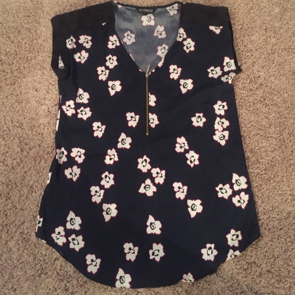 Express zip front floral top