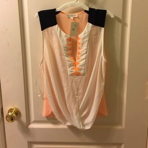 Peach/white and black blouse