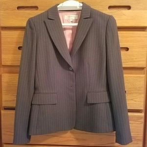 Tahari 3 Piece Grey Pantsuit with Pink Pinstripes