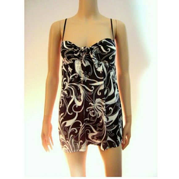 Vintage Black and White Floral Mini Dress/Top