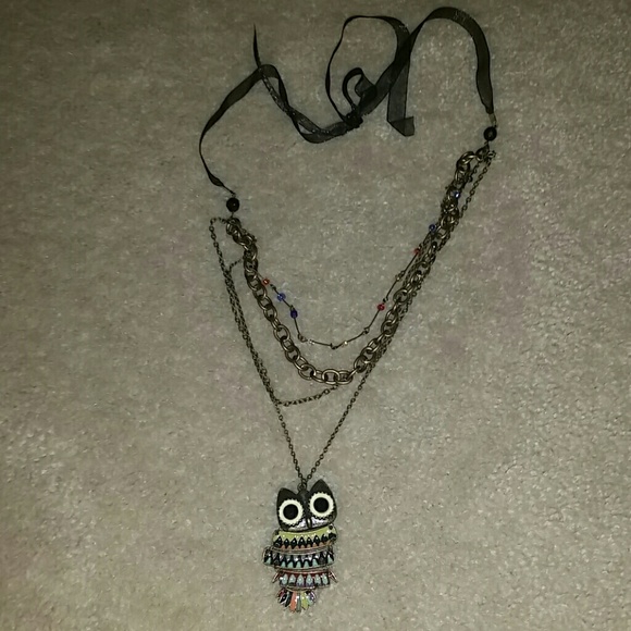 Wonderful OWL muti-chained layered look necklace - Picture 1 of 4