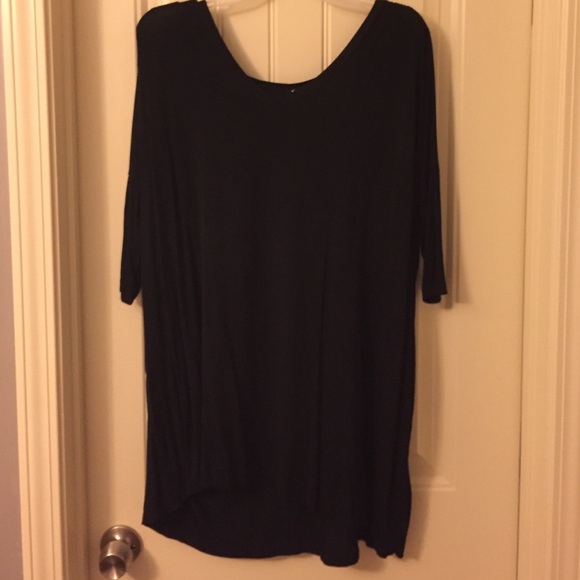 Half Sleeve Black vneck Piko Tunic