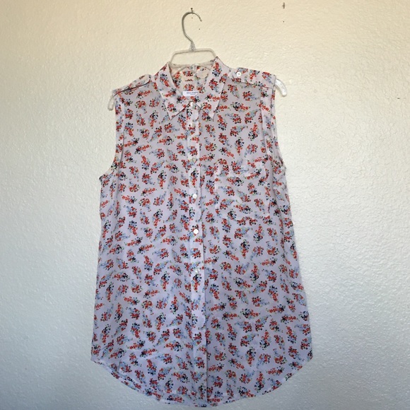 Equipment Sleeveless Silk Floral Blouse