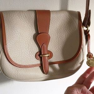 Vintage Cream Pebbled Leather Dooney Crossbody Bag