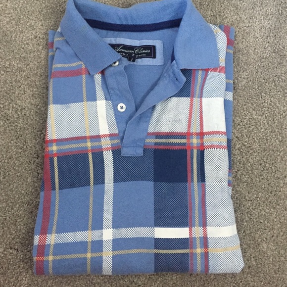 Men's Blue Plaid Polo