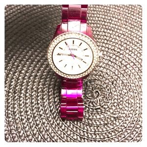 Fossil Stella Pink Glitz Topring Watch
