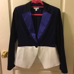 Blue black and white blazer