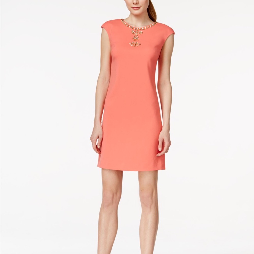Vince Camuto cap-sleeved rhinestone dress
