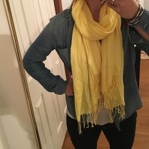 Canary Yellow Fringed Pashmina Scarf