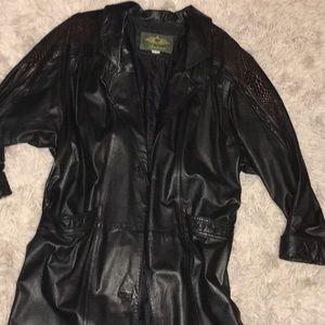 Avanti full length black leather coat
