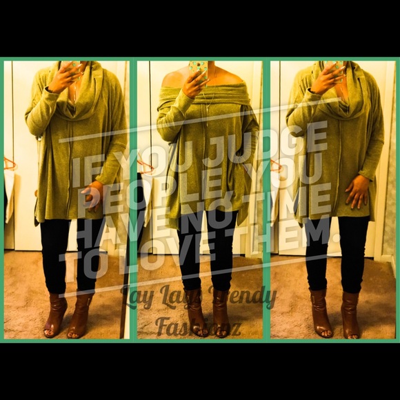 LAST ONE SMALL Cowlneck Sweater- MUSTARD - Picture 3 of 3