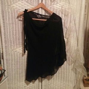 Black sheer top one sleeve style