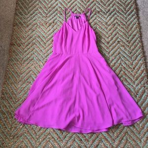 Fuchsia dress.