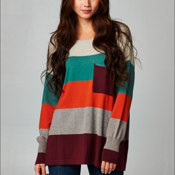 New Colorblock Striped Sweater