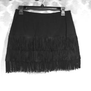 Black Fringe Bebe Skirt