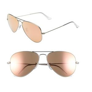 Ray Ban light pink reflective aviator 58 mm