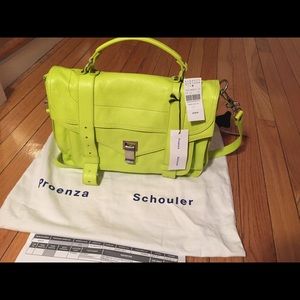 Proenza Schouler PS1 green leather bag New W/ Tags