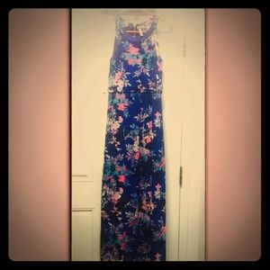 Blue floral xhilaration maxi dress size small