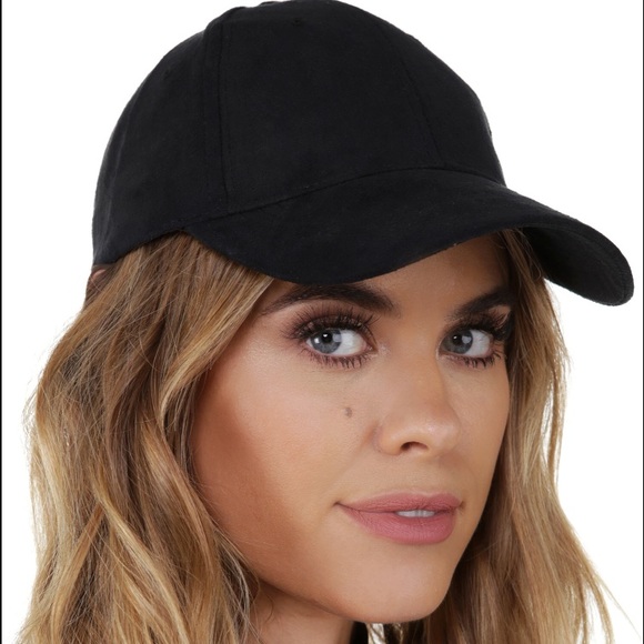 Black Vegan Suede Ball Cap - Picture 2 of 3