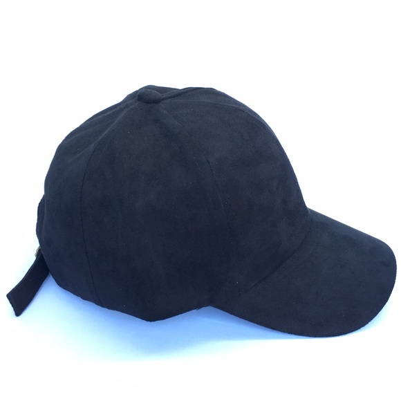 Black Vegan Suede Ball Cap - Picture 3 of 3