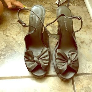 BCBG sling back peep toe heels