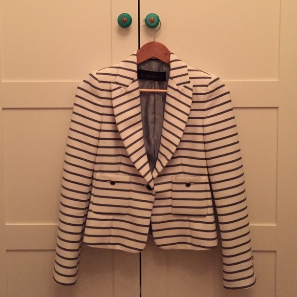 Zara navy and white striped jacket