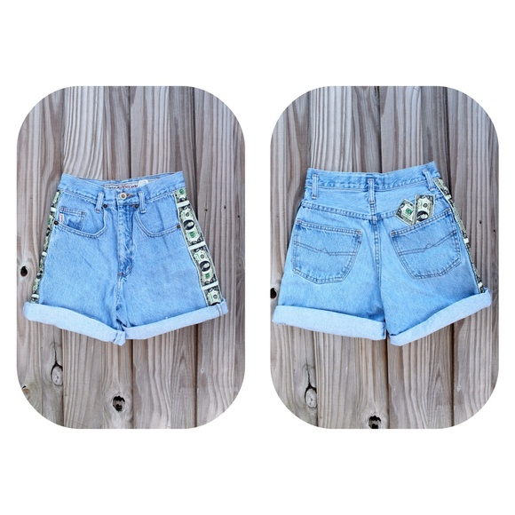 Vintage High Waisted Money Shorts - Picture 2 of 4