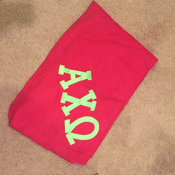 AXO Alpha chi omega red fuzzy blanket