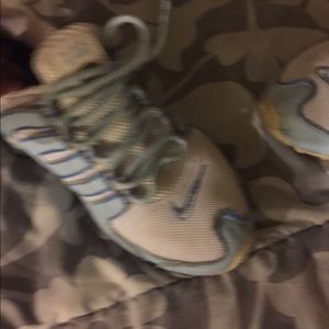 Blue and white Nike Shox