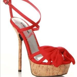 Bebe Kali red platform sandals