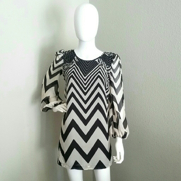 Chevron Long Sleeve Dress - Picture 1 of 2