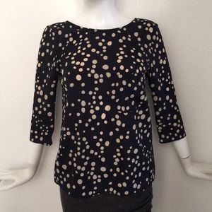 Zara Tops - Zara Back scoop navy and tan polka dot top Zara Tops - Zara Back scoop navy and tan polka dot top