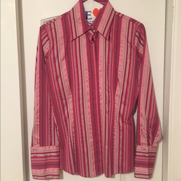 NY&Co Women's Pink Striped Dress Shirt