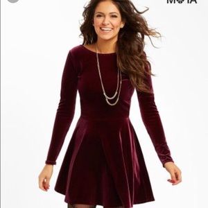 Bethany Mota burgundy velvet dress