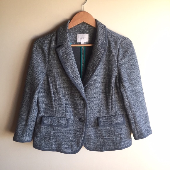 LOFT gray herringbone jacket