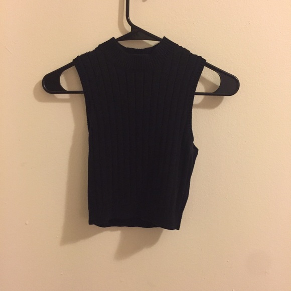 Black Knit Sweater Crop Top