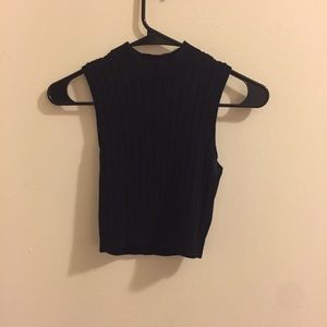 Black Knit Sweater Crop Top
