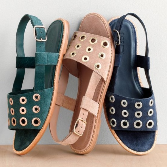 J. Crew Suede Grommet Sandals
