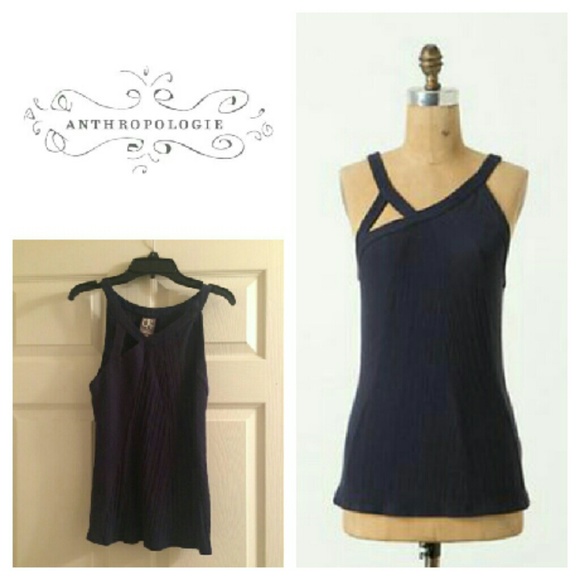 Anthropologie Navy Triad Sliced Tank