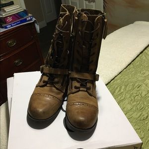 Tan combat boots
