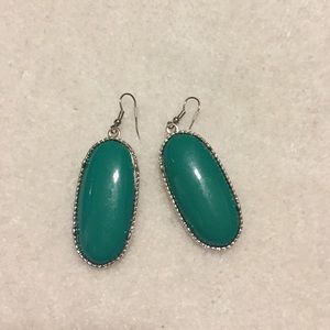 Jade green and silver earrings