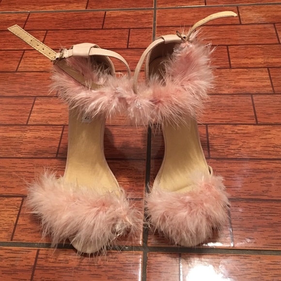 Faux fur heels