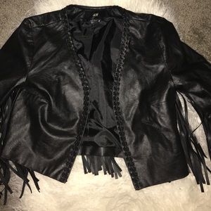 H&M FRINGE LEATHER JACKET