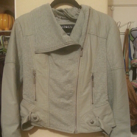 Faux grey leather jacket