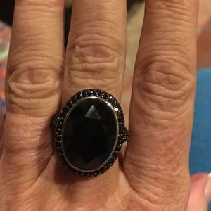 Black Onyx in .925 sterling silver cocktail ring