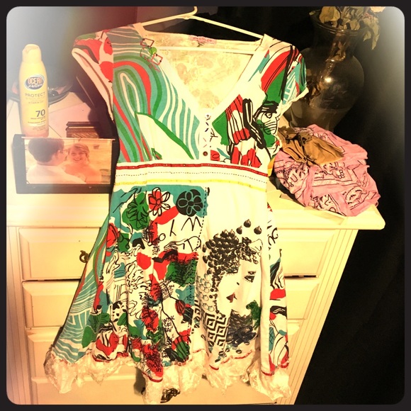 large multicolored kessley dress, it's short!!!