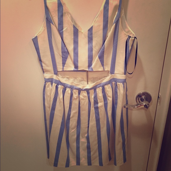 Blue and White Striped Forever 21 Dress with open