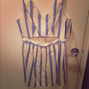 Blue and White Striped Forever 21 Dress with open